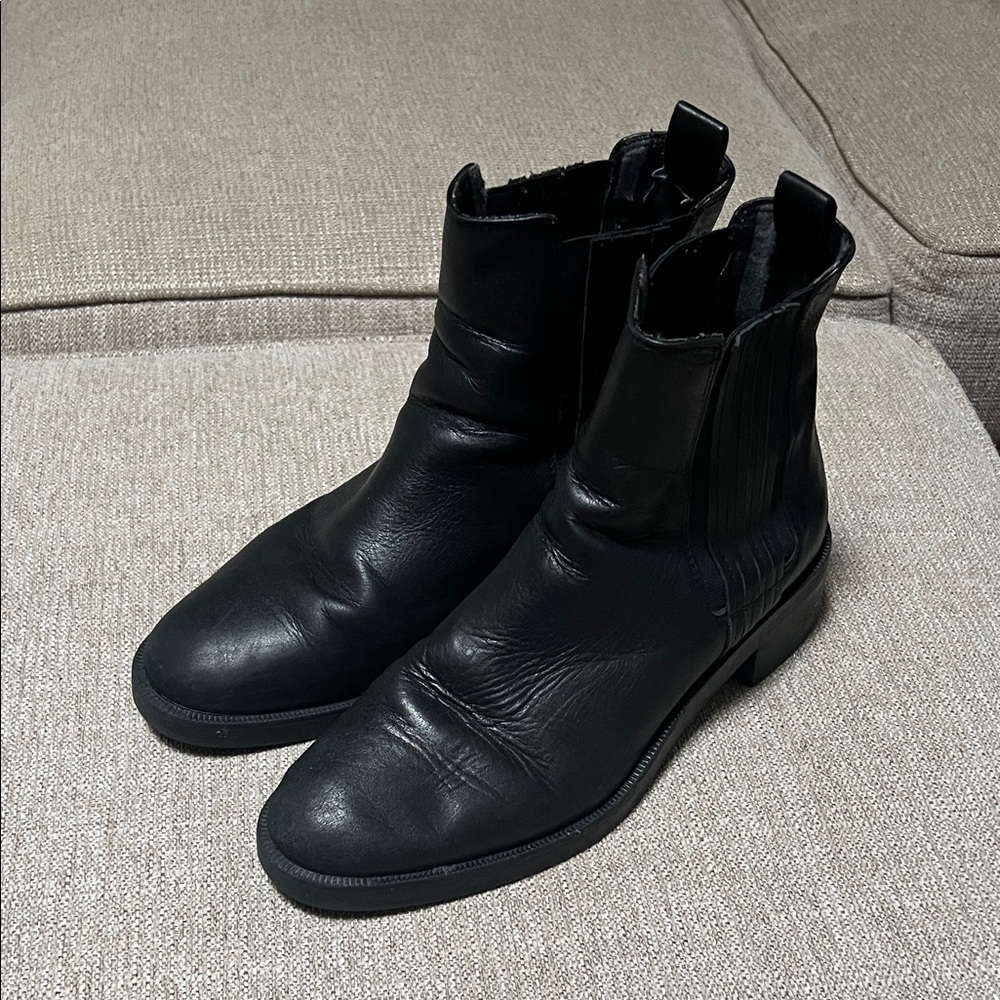 Zara Black Leather Ankle Boots